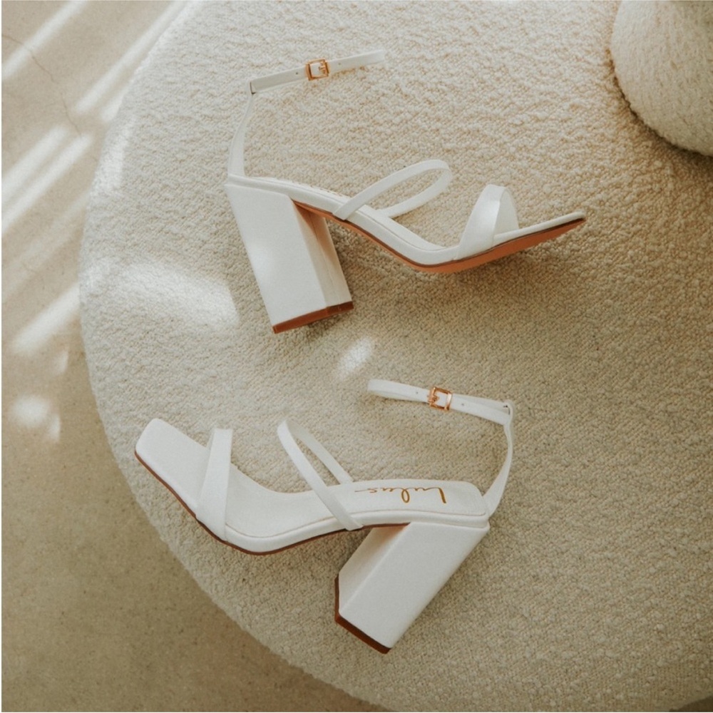 Lulus Mabie White Ankle Strap Heels